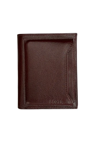 Ayrılabilir Kartlıklı Dikey Model Hakiki Deri Erkek Cüzdan Kahverengi - 2