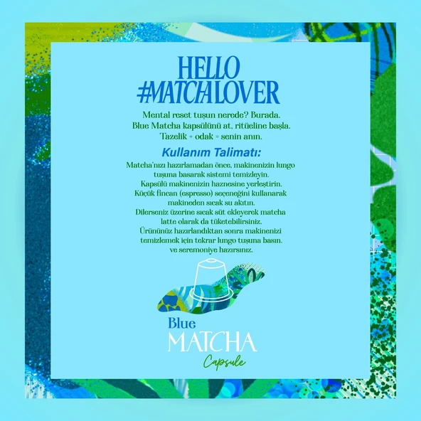 Blue Matcha Kapsül - Nespresso Uyumlu, Mavi Spirulina Superfood Matcha Tozu, 10'lu Paket - Resim 5