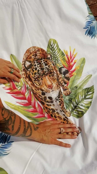 Plaj Havlusu Leopard Desenli (Özel Çantalı) 70x150 cm - Resim 4