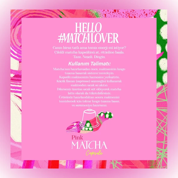 Pink Matcha Kapsül - Nespresso Uyumlu Pembe Superfood Matcha Tozu, 10lu Paket - Resim 5