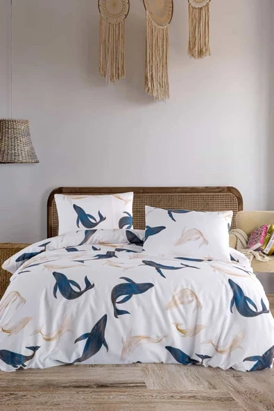 Whale%100 Pamuk Çift Kişilik Nevresim Seti ürün görseli