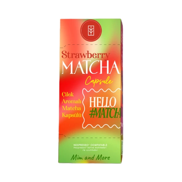 Strawberry Matcha Kapsül - Nespresso Uyumlu, Çilek Aromalı Matcha Tozu, 10lu Paket ürün görseli