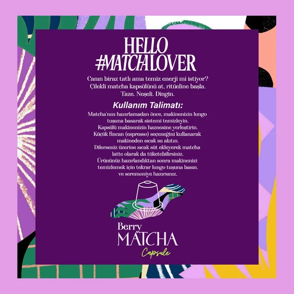 Berry Matcha Kapsül - Nespresso Uyumlu, Böğürtlen Aromalı Matcha Tozu, 10lu Paket - Resim 5