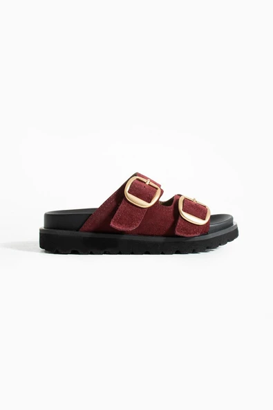 Stato Tekstil-Nappa  Hafif Comfort Kadın Bordo Terlik 25Y-1478 - 2