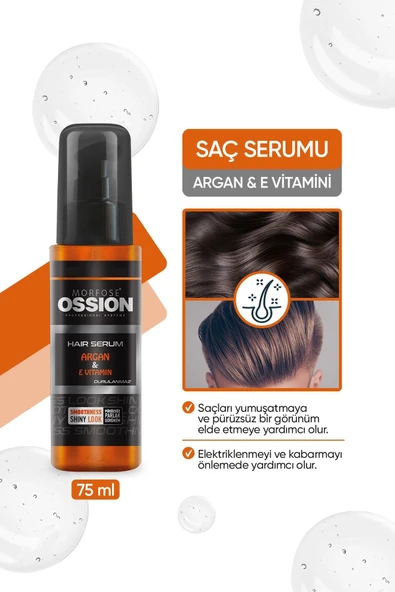 OSSION SAÇ SERUMU 75 ML ARGAN AND E VITAMIN - Resim 3