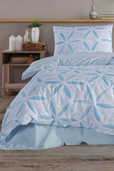 Evelya Blu %100 Pamuk Tek Kişilik Nevresim Takımı - Resim 2