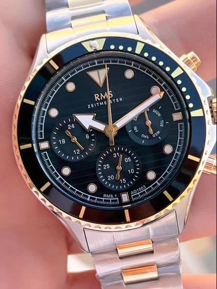 Rms Romanson 2 Yıl Garantili Çelik Kordon Çelik Kasa 5 Atm Suya Dayanıklı Erkek Kol Saati AG1503.04 - Resim 4