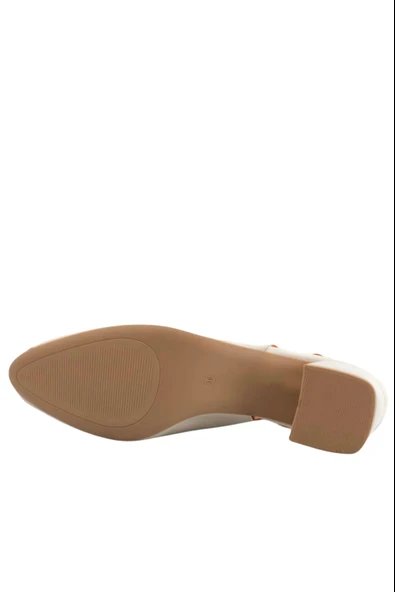 Stato Kadın Topuklu Hakiki Deri Sandalet Kırık Beyaz - Resim 6