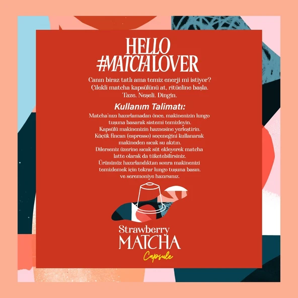 Strawberry Matcha Kapsül - Nespresso Uyumlu, Çilek Aromalı Matcha Tozu, 10lu Paket - Resim 5
