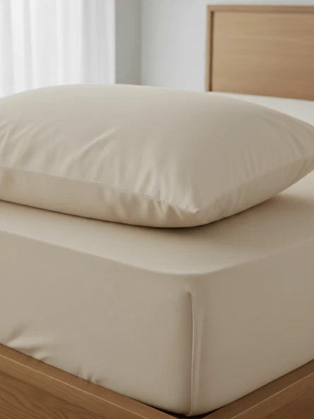 Beylini Lastikli Yatak Çarşaf Seti Yastık Kılıflı Örtü Pamuk Dayanıklı Yırtılmaz Tek Çift Kişilik Bej 120 x 200 CM - 2