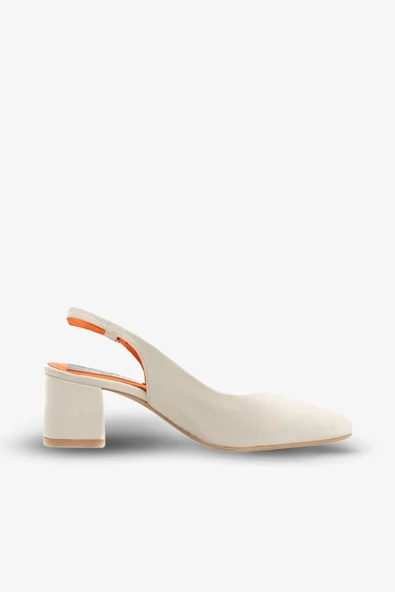 Stato Kadın Topuklu Hakiki Deri Sandalet Kırık Beyaz ürün görseli 1