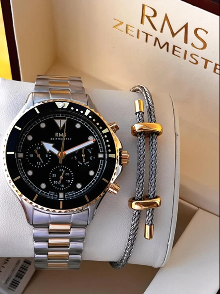 Rms Romanson 2 Yıl Garantili Çelik Kordon Çelik Kasa 5 Atm Suya Dayanıklı Erkek Kol Saati AG1503.04 ürün görseli