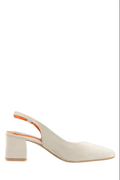 Stato Kadın Topuklu Hakiki Deri Sandalet Kırık Beyaz - Resim 2