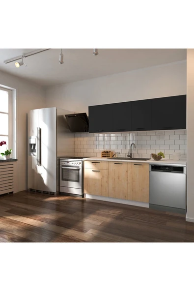 Tdesigno Patos Hazır Mutfak Dolabı 200 Cm -Beyaz Laminat Tezgah Dahil-Bulaşık Makinesi Yeri Mevcut ürün görseli