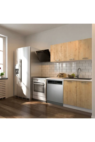 Tdesigno Klos Hazır Mutfak Dolabı 140 Cm -Beyaz Laminat Tezgah Dahil-Bulaşık Makinesi Yeri Mevcut-Mat ürün görseli