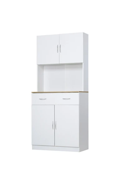 Tdesigno Harmonia Çok Amaçlı Dolap-Mikrodalga-Erzak-Airfryer-Mutfak-Kiler Dolabı-Kahve Köşesi-Beyaz-80 cm - Resim 3