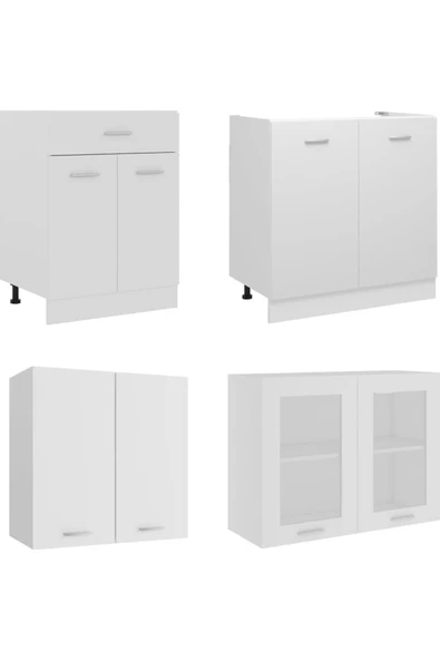 Tdesigno Persephone Hazır Mutfak Dolabı-Çok Amaçlı Dolap 140 cm Beyaz Ve Beyaz Tezgah Dahil - Resim 4
