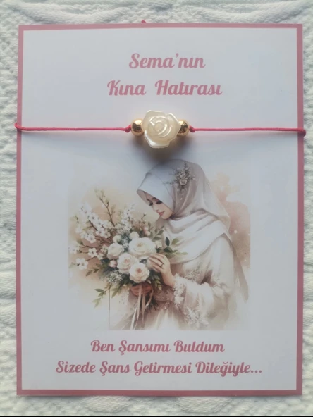 72 Adet Kişiye Özel Gül İnci Model Düğün Nikah Nişan Söz Kına Hatırası Dağıtmalık Hediyelik Bileklik ürün görseli