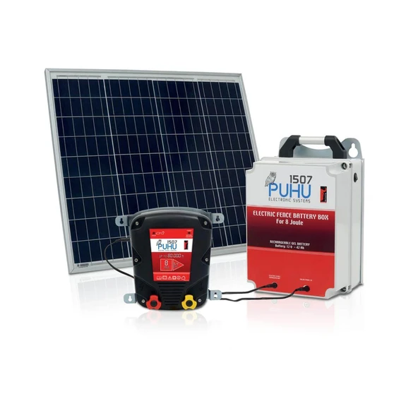 Puhu Güneş Enerjili Elektrikli Çit Cihazı (8 Joule) (60W Panel + 12V/42Ah Jel Akü) ürün görseli