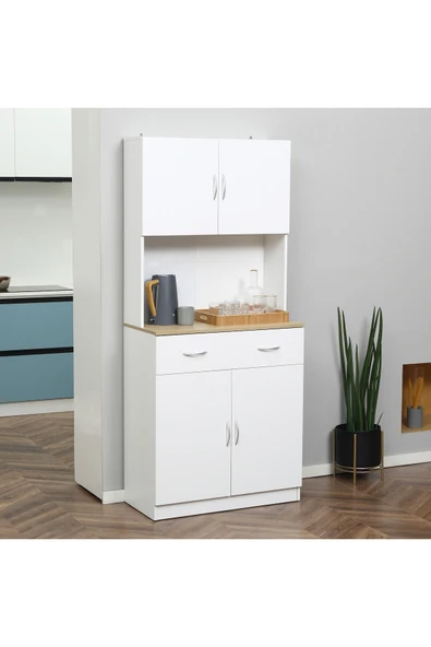 Tdesigno Harmonia Çok Amaçlı Dolap-Mikrodalga-Erzak-Airfryer-Mutfak-Kiler Dolabı-Kahve Köşesi-Beyaz-80 cm ürün görseli