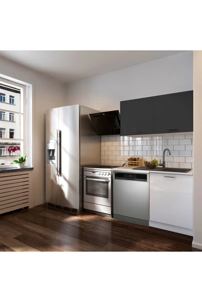 Tdesigno Manza Hazır Mutfak Dolabı 120cm - Parlak-Beyaz Laminat Tezgah Dahil-Bulaşık Makinesi Yeri Mevcut ürün görseli