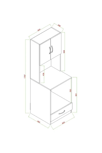 Tdesigno Sybil Çok Amaçlı Dolap-Mikrodalga-Erzak-Airfryer-Mutfak-Kiler Dolabı-Kahve Köşesi-Beyaz - Resim 5