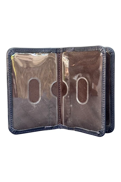 Mini Boy İkiye Katlı Slim Basic Model Hakiki Deri Kredi Kartlık Lacivert - 3