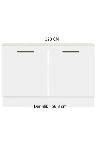 Tdesigno İndu Mutfak Alt Modül 120 cm-Çok Amaçlı Dolap- Tezgah Dahil - Resim 3