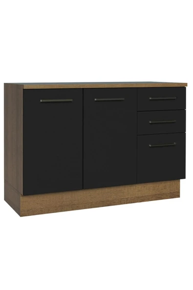 Tdesigno Yale Mutfak Alt Modül 3 Çekmeceli -2 Kapaklı-120 Cm -tezgah Dahil - Resim 3