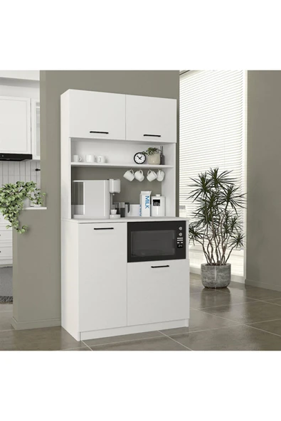 Tdesigno Lexa Çok Amaçlı Dolap-Mikrodalga-Erzak-Airfryer-Mutfak-Kiler Dolabı-Kahve Köşesi-Beyaz-90 cm ürün görseli