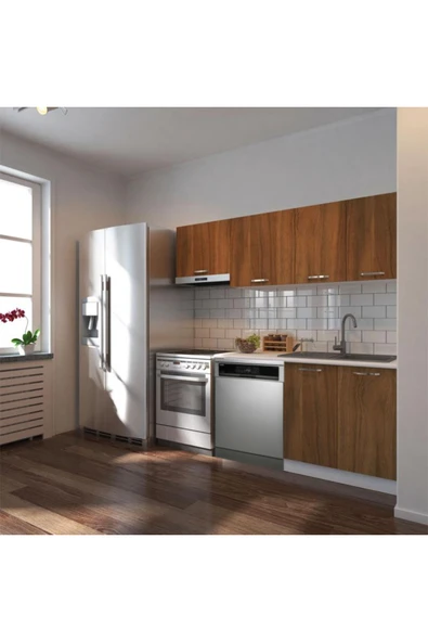 Tdesigno Ulza Hazır Mutfak Dolabı 200 Cm –Beyaz Laminat Tezgah Dahil-Bulaşık Makinesi Yeri Mevcut-Mat ürün görseli