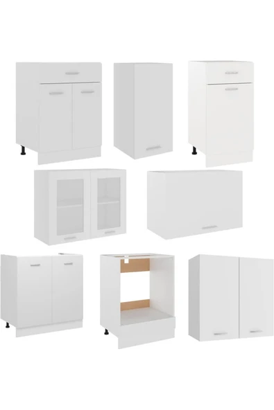 Tdesigno Persephone Hazır Mutfak Dolabı-Çok Amaçlı Dolap 230 cm Beyaz Ve Beyaz Tezgah Dahil - 3