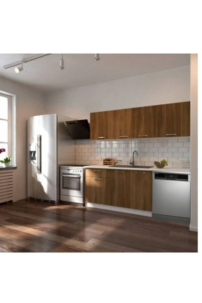 Tdesigno Patos Hazır Mutfak Dolabı 200 Cm -Beyaz Laminat Tezgah Dahil-Bulaşık Makinesi Yeri Mevcut ürün görseli