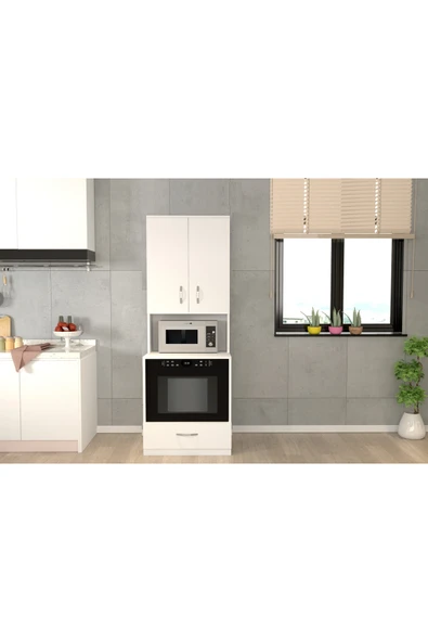 Tdesigno Sybil Çok Amaçlı Dolap-Mikrodalga-Erzak-Airfryer-Mutfak-Kiler Dolabı-Kahve Köşesi-Beyaz ürün görseli