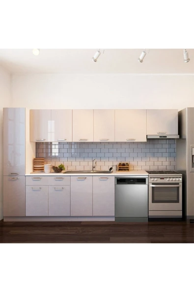 Tdesigno Avlonya Hazır Mutfak Dolabı Kiler Dahil 320cm-Beyaz Laminat Tezgah Dahil-BulaşıkMakinesi Yeri Mevcut ürün görseli