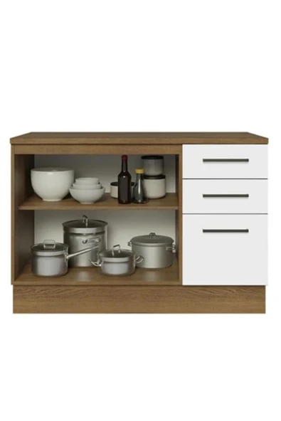 Tdesigno Yale Mutfak Alt Modül 3 Çekmeceli -2 Kapaklı-120 Cm -tezgah Dahil - Resim 2