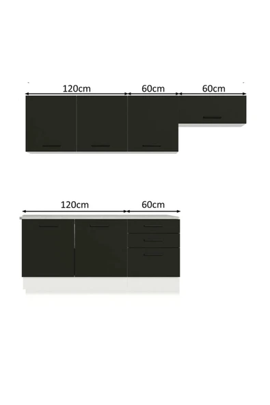 Tdesigno Arp Hazır Mutfak Dolabı-Çok Amaçlı Dolap 240 cm Beyaz Ve Beyaz Laminat Tezgah Dahil - Resim 3
