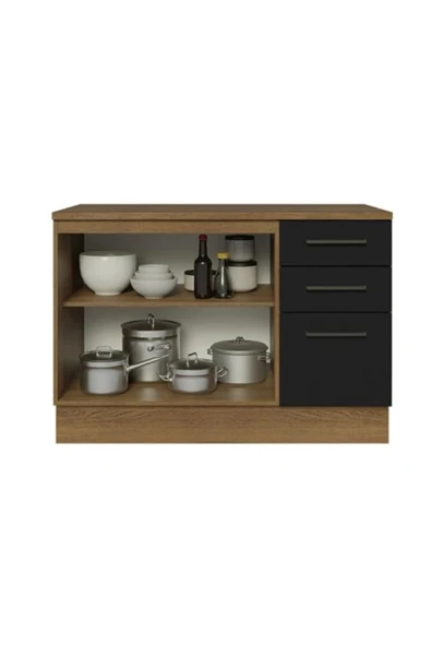 Tdesigno Yale Mutfak Alt Modül 3 Çekmeceli -2 Kapaklı-120 Cm -tezgah Dahil - Resim 2