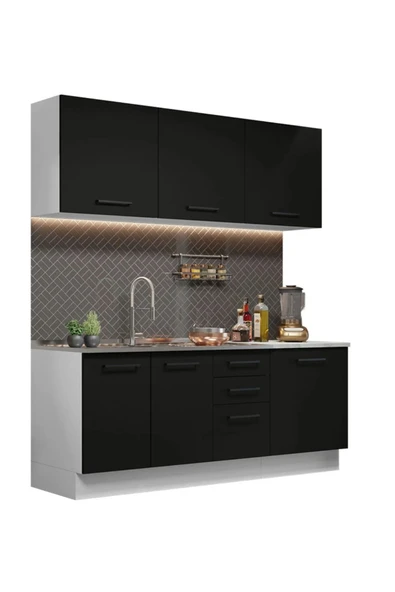 Tdesigno Apollo Hazır Mutfak Dolabı-Çok Amaçlı Dolap 180 cm Ve Beyaz Laminat Tezgah Dahil - 2