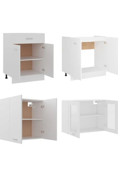 Tdesigno Persephone Hazır Mutfak Dolabı-Çok Amaçlı Dolap 140 cm Beyaz Ve Beyaz Tezgah Dahil - Resim 5