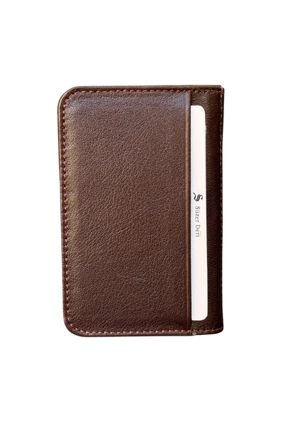 Mini Boy İkiye Katlı Slim Basic Model Hakiki Deri Kredi Kartlık Kahvevrengi - 2