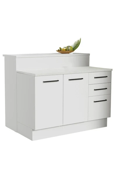 Tdesigno Victor Mutfak Adası Alt Modül 120 cm- Tezgah Dahil-Çok Amaçlı Dolap-Alt Modül-2 Kapaklı 3 Çekmeceli - Resim 2