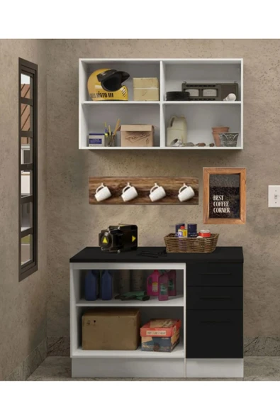 Tdesigno Milot Çok Amaçlı Dolap-Mikrodalga-Erzak-Airfryer-Mutfak-Kiler Dolabı-Kahve Köşesi-Beyaz-120 cm - Resim 2