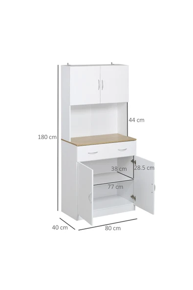 Tdesigno Harmonia Çok Amaçlı Dolap-Mikrodalga-Erzak-Airfryer-Mutfak-Kiler Dolabı-Kahve Köşesi-Beyaz-80 cm - Resim 2