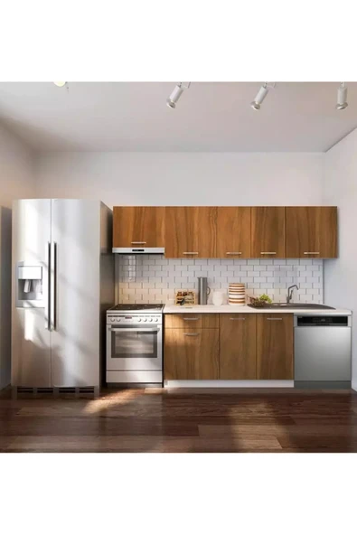 Tdesigno Debre Hazır Mutfak Dolabı 260 cm-Beyaz Laminat Tezgah Dahil-Bulaşık Makinesi Yeri Mevcut-Mat ürün görseli