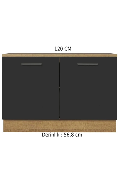 Tdesigno İndu Mutfak Alt Modül 120 cm-Çok Amaçlı Dolap- Tezgah Dahil - Resim 2