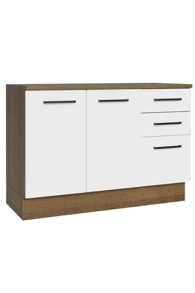 Tdesigno Yale Mutfak Alt Modül 3 Çekmeceli -2 Kapaklı-120 Cm -tezgah Dahil - Resim 3