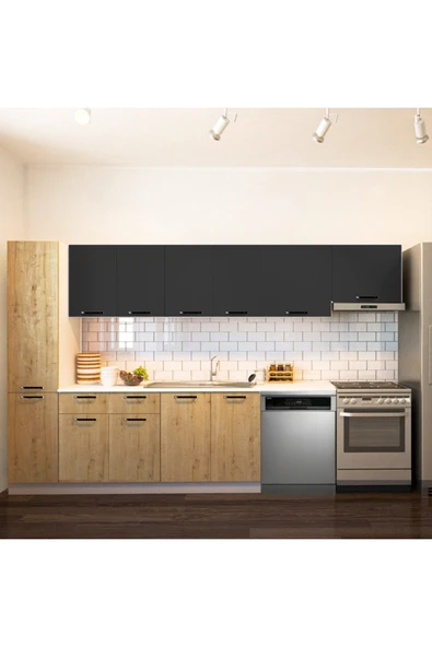 Tdesigno Avlonya Hazır Mutfak Dolabı Kiler Dahil 320cm-Beyaz Laminat Tezgah Dahil-BulaşıkMakinesi Yeri Mevcut ürün görseli