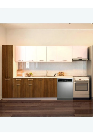 Tdesigno Avlonya Hazır Mutfak Dolabı Kiler Dahil 320cm-Beyaz Laminat Tezgah Dahil-BulaşıkMakinesi Yeri Mevcut ürün görseli