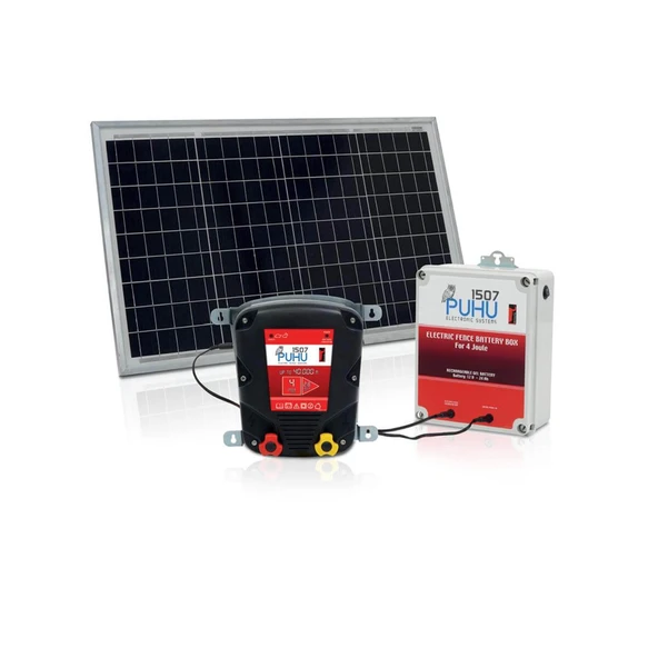 Puhu Güneş Enerjili Elektrikli Çit Cihazı (4 Joule) (40W Panel + 12V/24Ah Jel Akü) ürün görseli